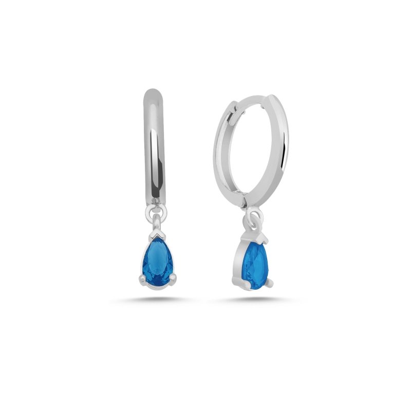 Sterling Silver Rhodium Plated Hoops with Charms