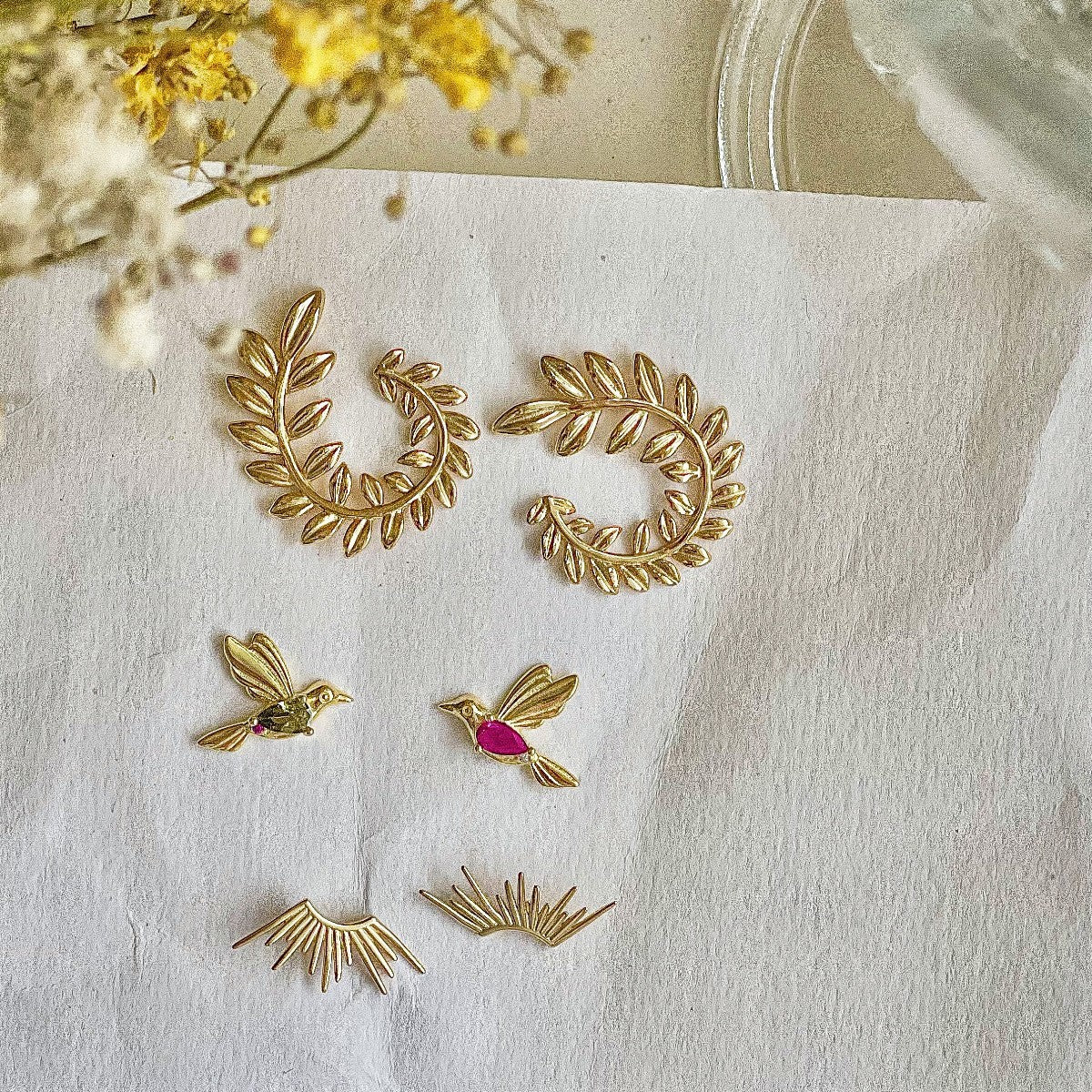 Sterling Silver Gold Plated Crown Stud Earrings