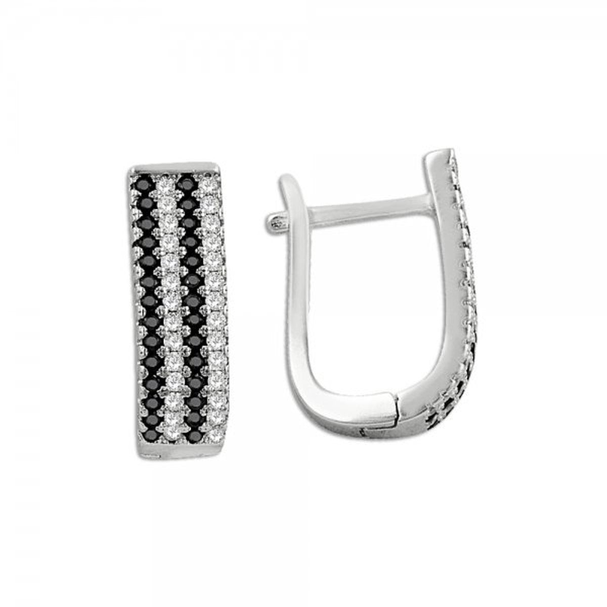 Sterling Silver Rhodium Plated English Lock Earrings