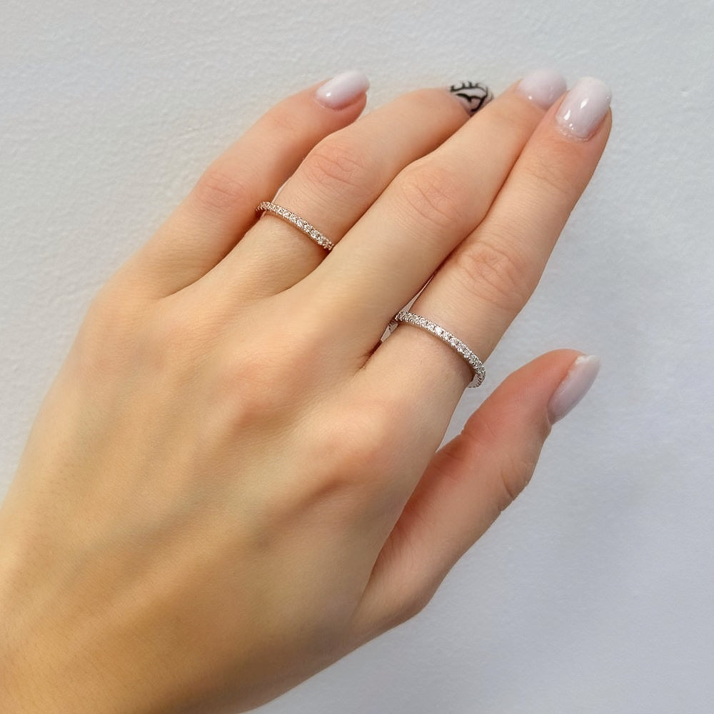 1,5mm storio sidabrinis paauksuotas žiedas su cirkoniais