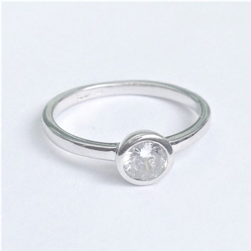 Sterling Silver Rhodium Plated CZ Crystal Ring