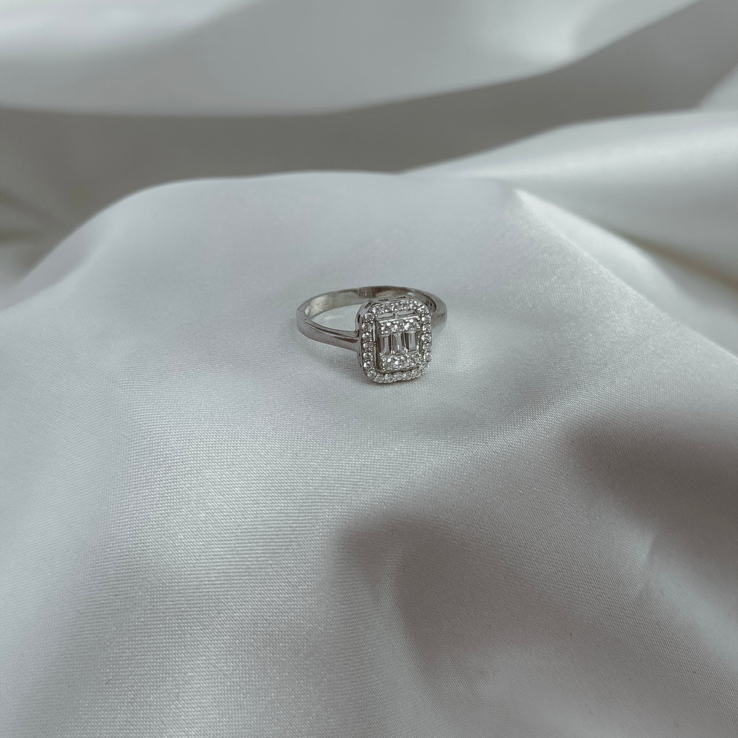 Sterling Silver Rhodium Plated CZ Ring