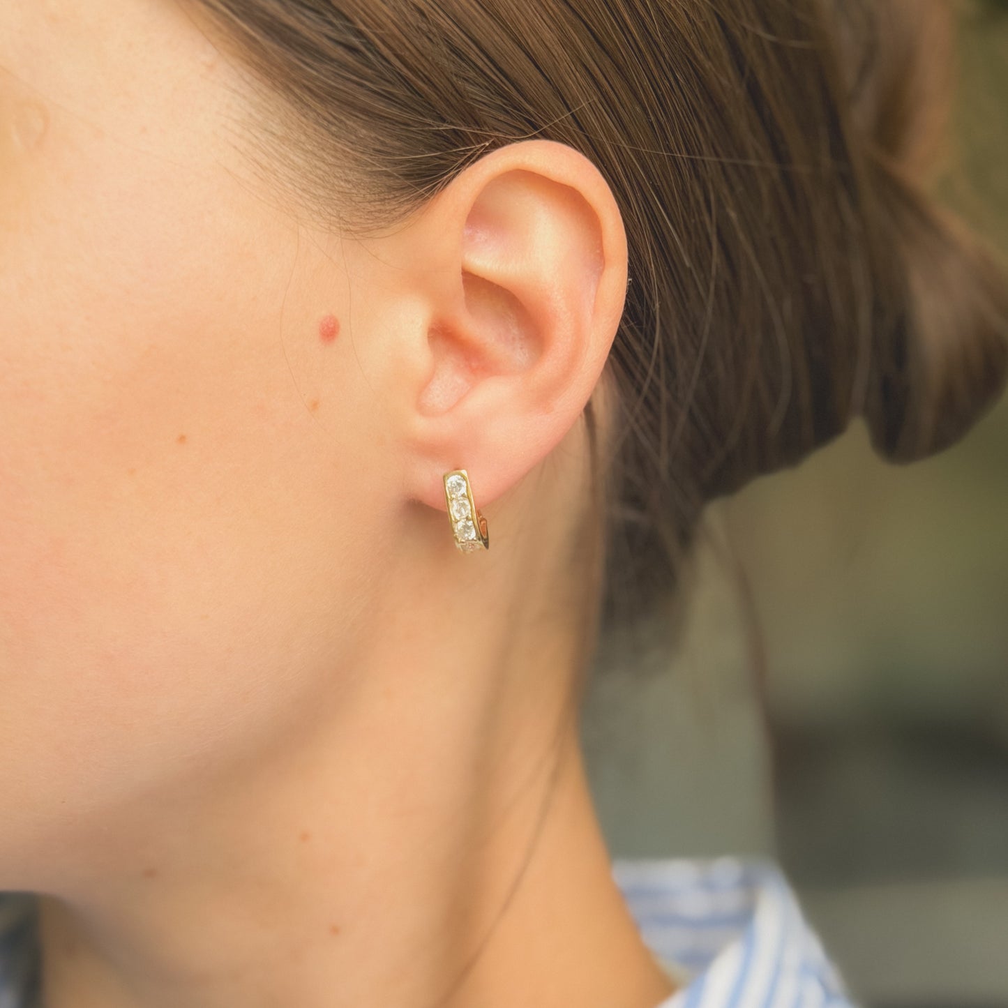 Sterling Silver Gold Plated English Lock Earrings