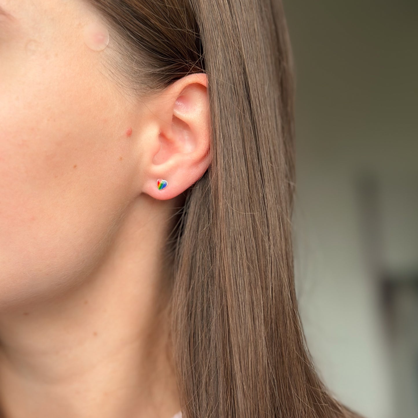 Sterling Silver Enamel Plated Studs "Hearts"