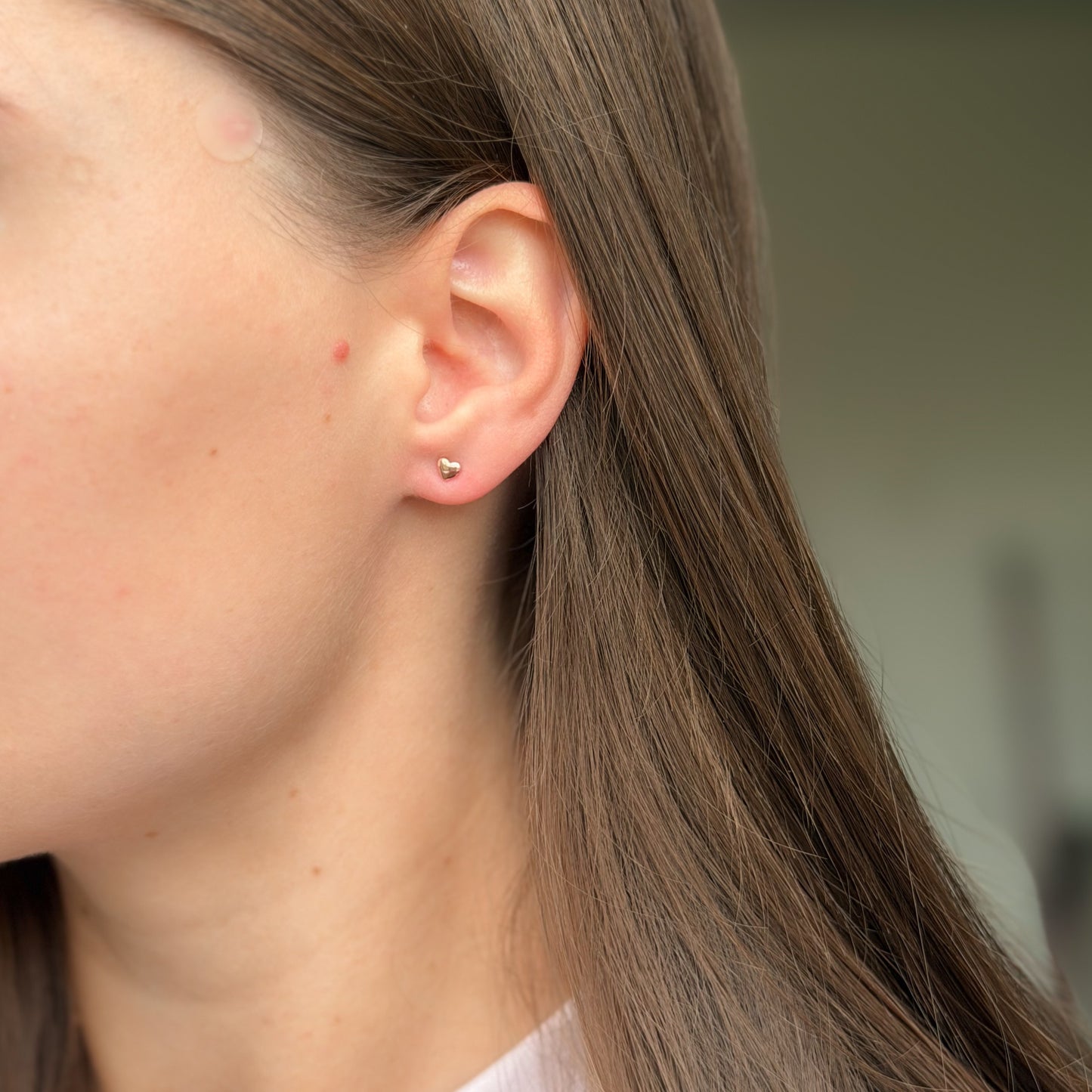 Sterling Silver Rose Gold Plated Heart Studs