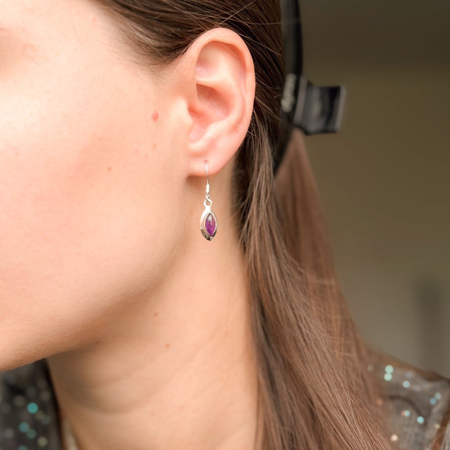 Sterling Silver Amethyst Drop Earrings