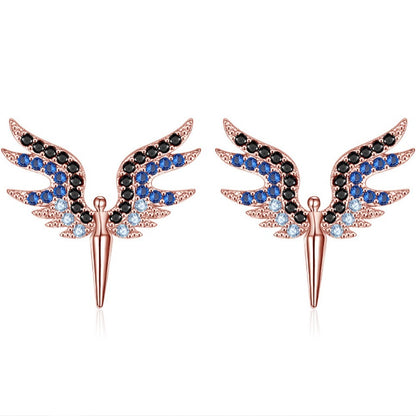 Sterling Silver Rose Gold Plated CZ Studs