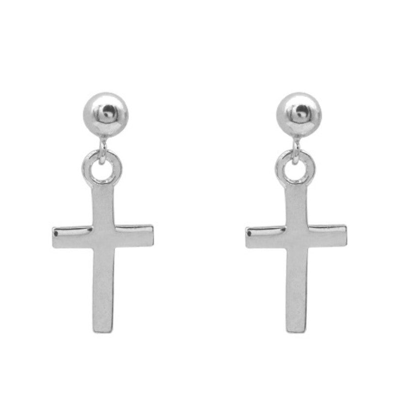 Sidabriniai rodžiuoti auskarai su kryželiu