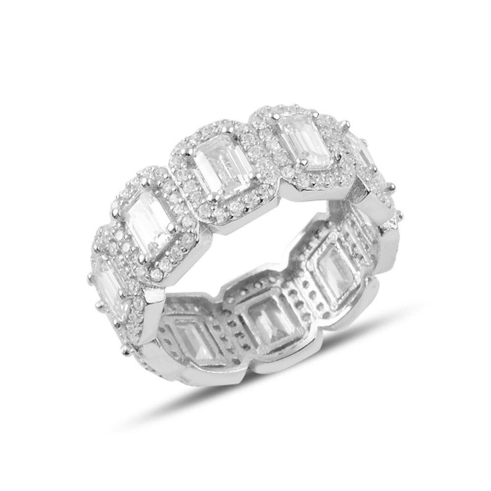Sterling Silver Square CZ Band Ring