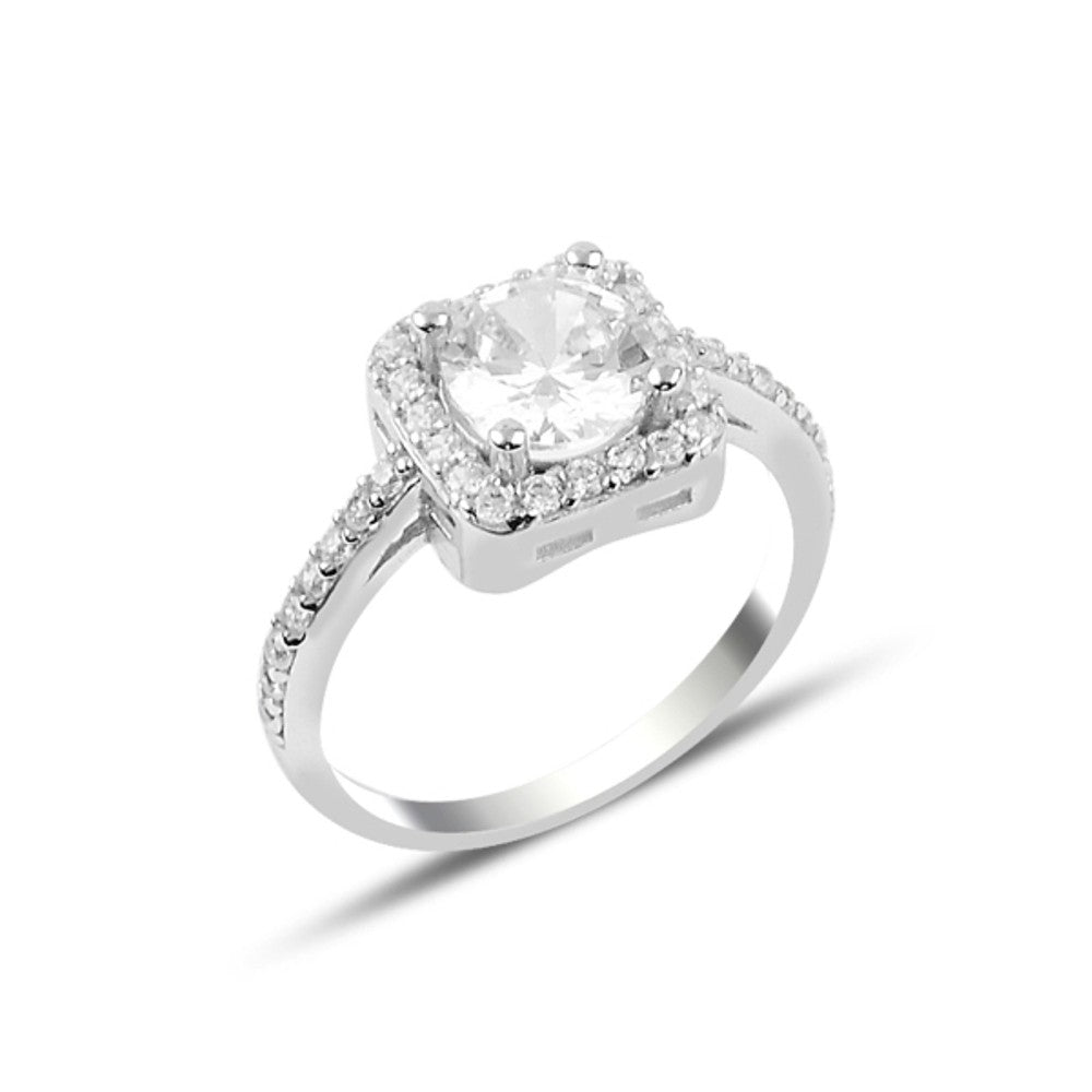 Sidabrinis rodžiuotas žiedas su apvaliu cirkoniu