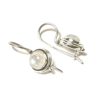 Sterling Silver Round Moonstone Drop Earrings