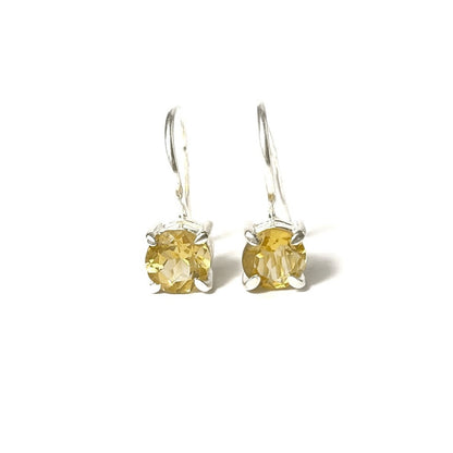 citrinas ¦ sidabriniai auskarai su apvaliu citrino akmeniu