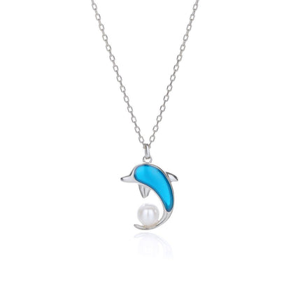 Sterling Silver Rose Gold Plated Dolphin Necklace