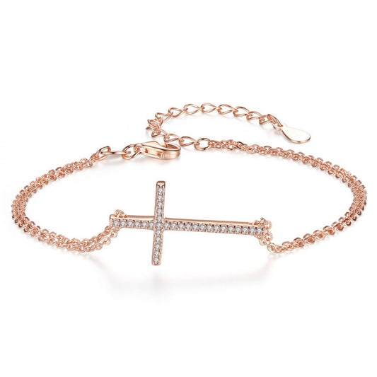 Sidabrinė paauksuota apyrankė su kryželiu