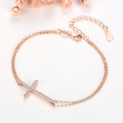 Sidabrinė paauksuota apyrankė su kryželiu