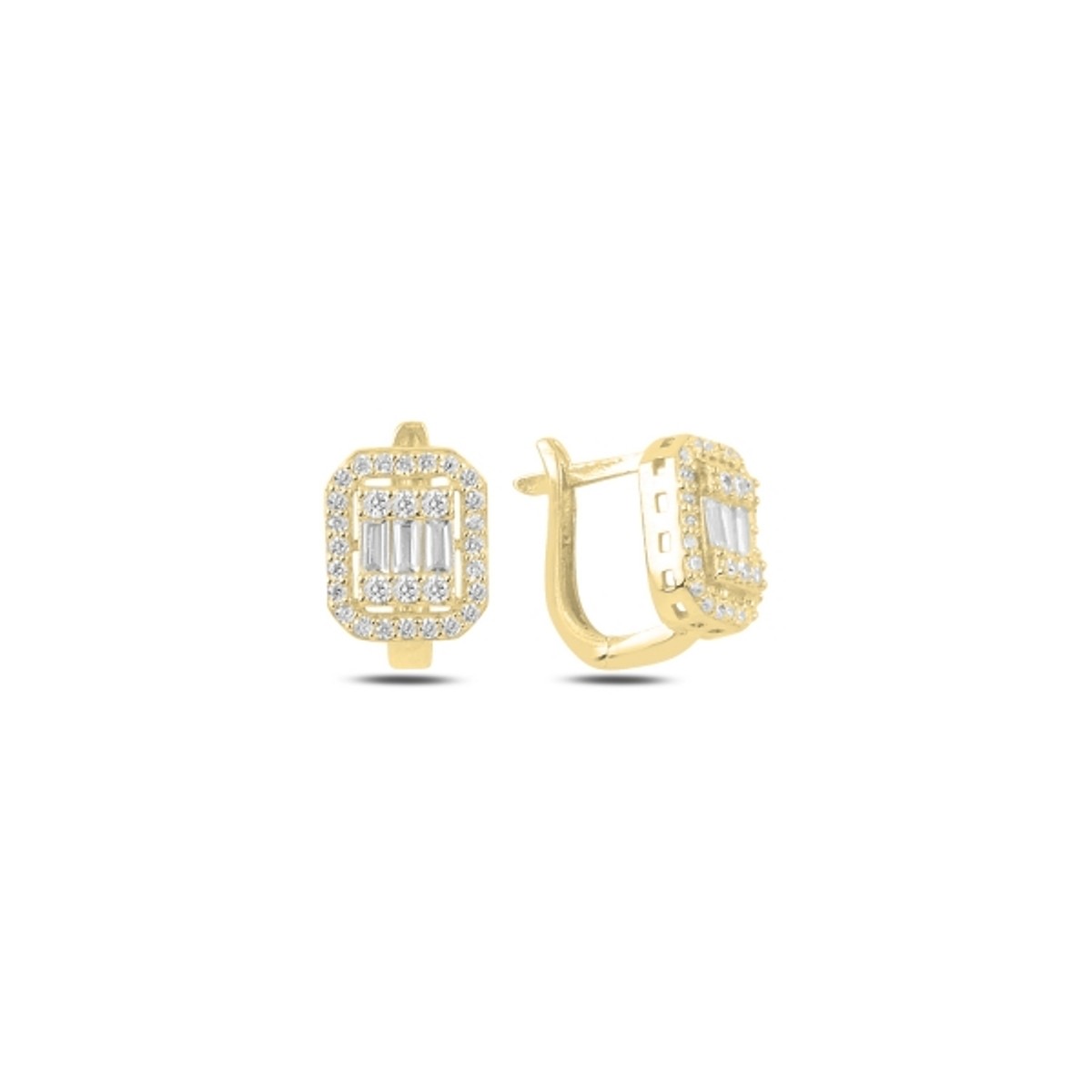 Sterling Silver Gold Plated English Lock Earrings