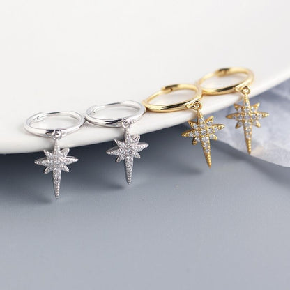 Sidabriniai auskarai su žvaigždute