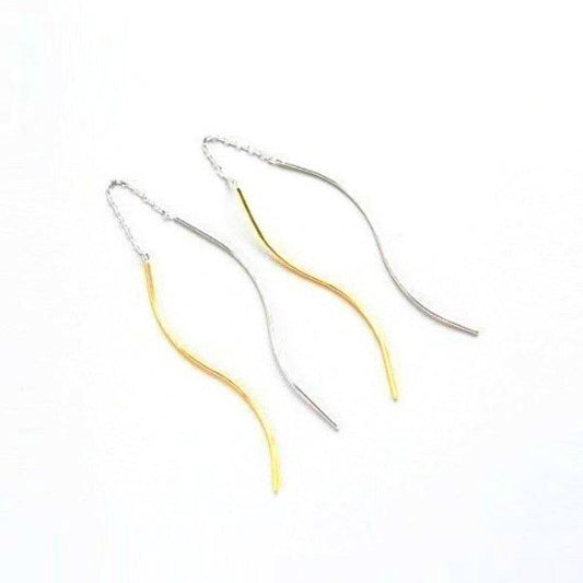 Sidabriniai kabantys auskarai dengti rodžiu ir auksu