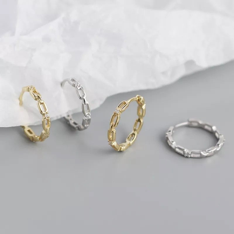 Sidabrinės auksuotos 1,7cm rinkutės su cirkoniais