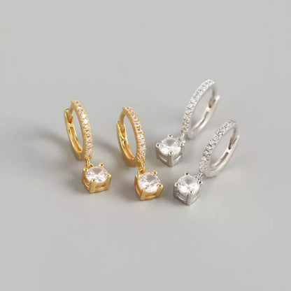 Sidabrinės auksuotos 1,1cm dydžio rinkutės su apvaliu cirkoniu