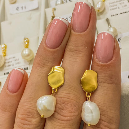 perlai ¦ sidabriniai auksuoti auskarai su tikru perlu