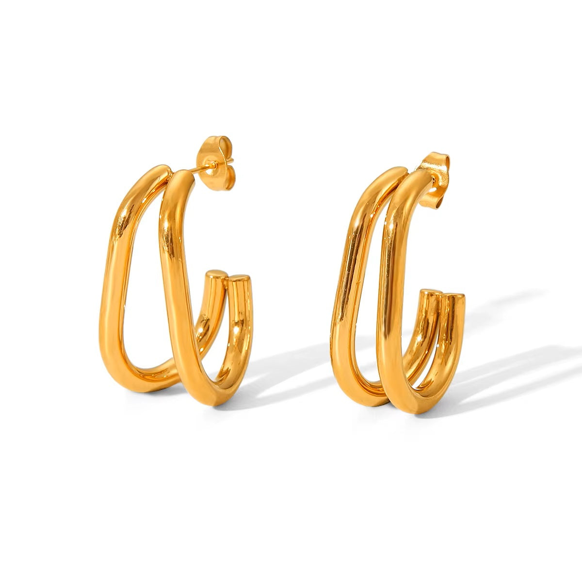 Auksuoti ovalūs auskarai