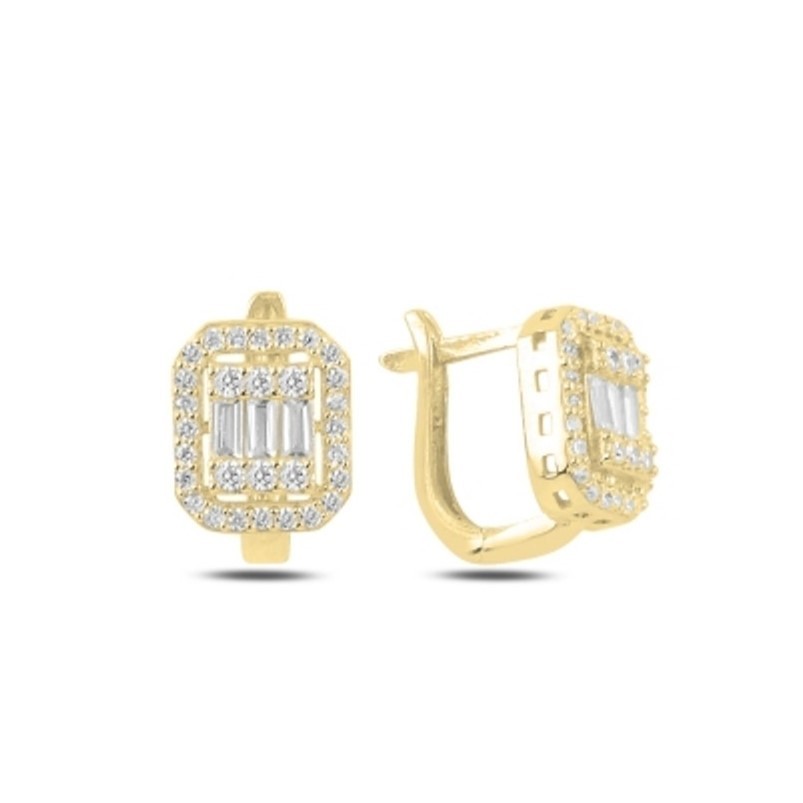 Sterling Silver Gold Plated English Lock Earrings