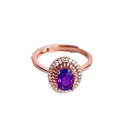 Sterling Silver Rhodium Plated Amethyst Ring