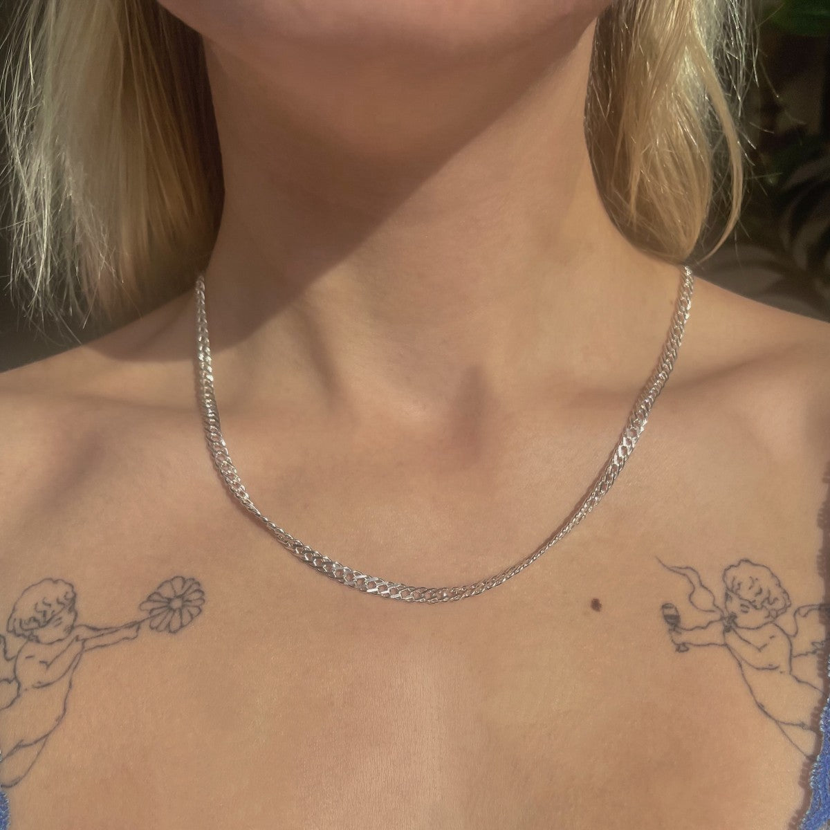 12-16g sidabrinė grandinėlė "Rombo" 45-60cm