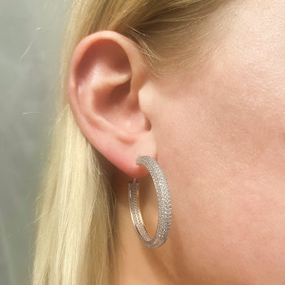 Sidabriniai auskarai su 5 cirkonių eilėmis