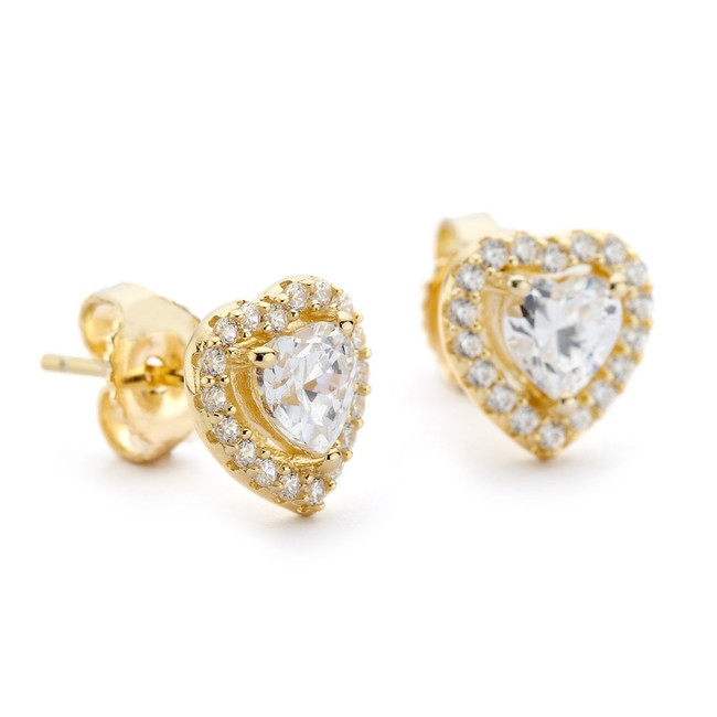 Sidabrinės širdutės su cirkoniu