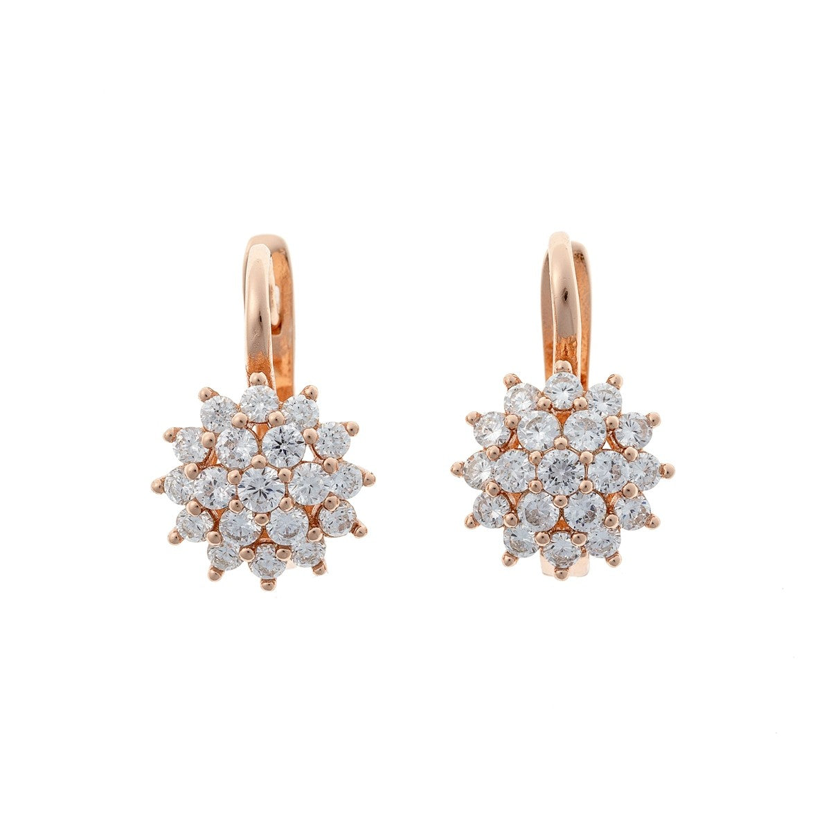 Prabangūs sidabro auskarai su žėrinčiais cirkoniais (angl. užsegimas)