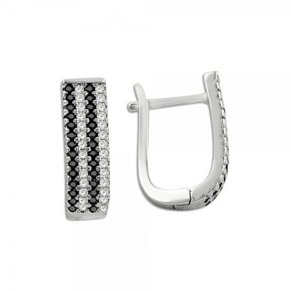Sterling Silver Rhodium Plated English Lock Earrings