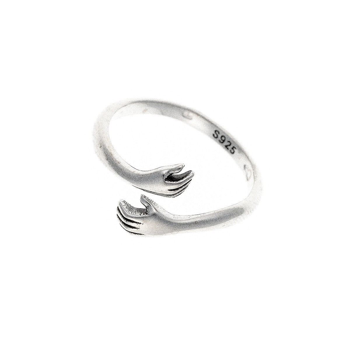 Sidabrinis rodžiuotas reg. dydžio žiedas "Hug ring"