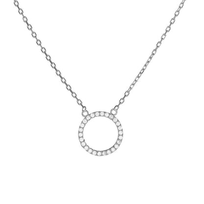 Sidabrinis rodžiuotas apvalus pakabukas su cirkoniu ir grandinėle