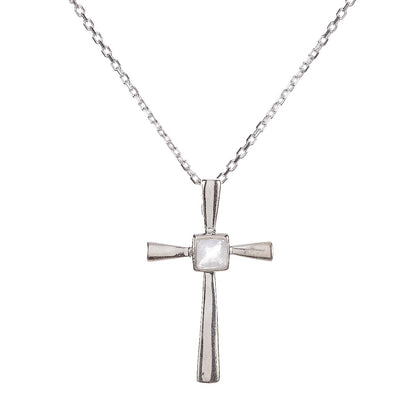 Sidabrinis kryželis su mėnulio akmeniu ir grandinėle