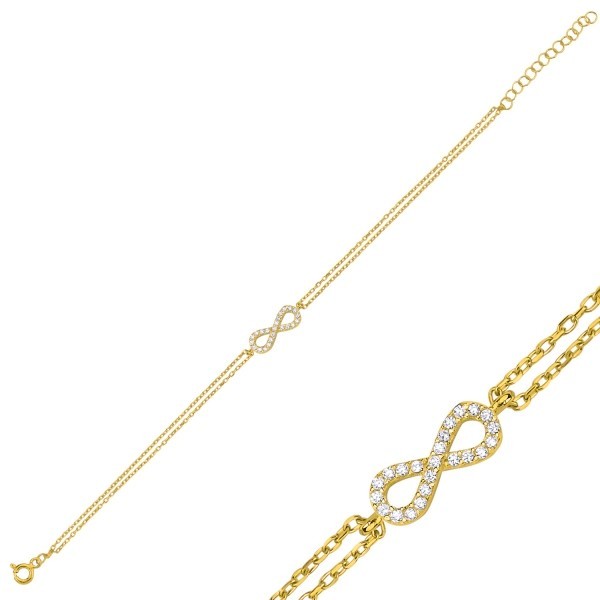 Sidabrinė auksuota apyrankė "Begalybė" su cirkoniais