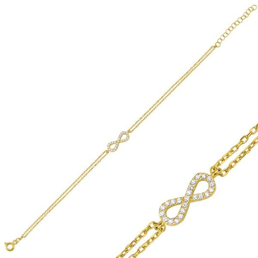 Sidabrinė auksuota apyrankė "Begalybė" su cirkoniais