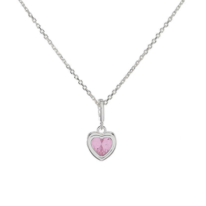 Sidabrinė širdelė su rožiniu cirkoniu ir grandinėle