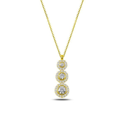 Sidabrinis auksuotas pakabukas su cirkoniu ir grandinėle