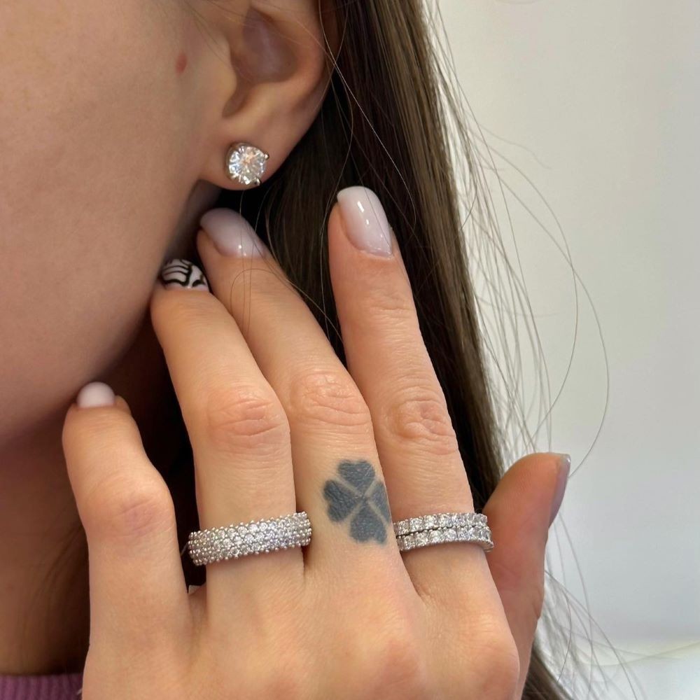 Sidabrinis rodžiuotas 2,5 mm žiedas su cirkoniais