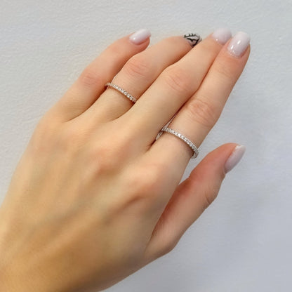 1,5mm storio sidabrinis rodžiuotas žiedas su cirkoniais