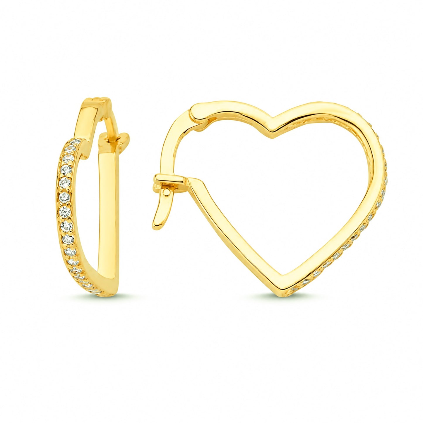 Sterling Silver Gold Plated English Lock Heart Earrings