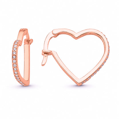 Sterling Silver Rose Gold Plated English Lock Heart Earrings