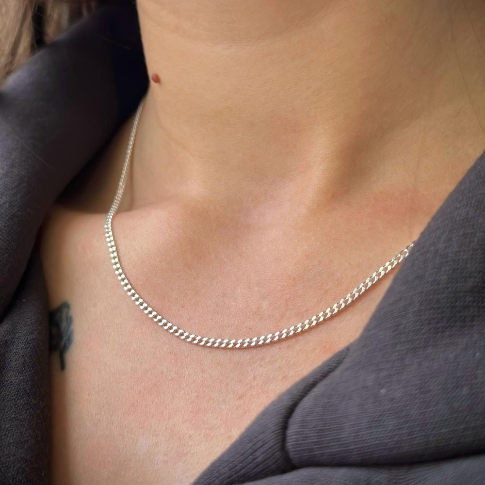 4-7 g  40-70 cm sidabrinė grandinėlė "Curb"