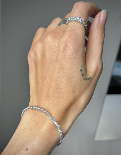 Siūlo apyrankė su labradorito akmens akmenukais