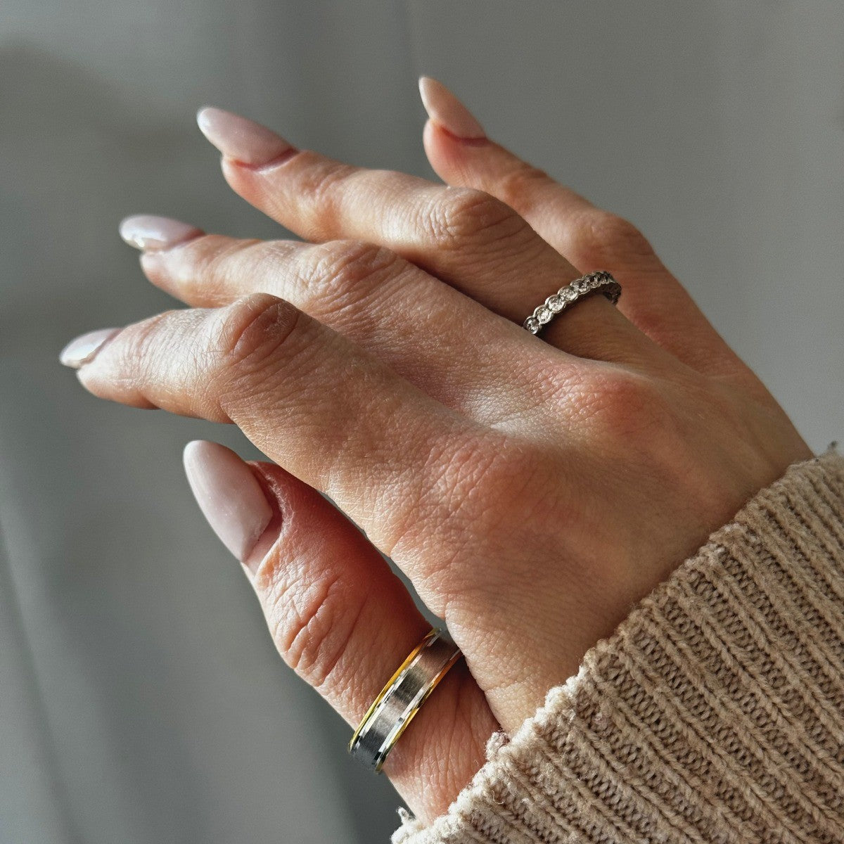 6 mm sidabro žiedas auksuotais kraštais