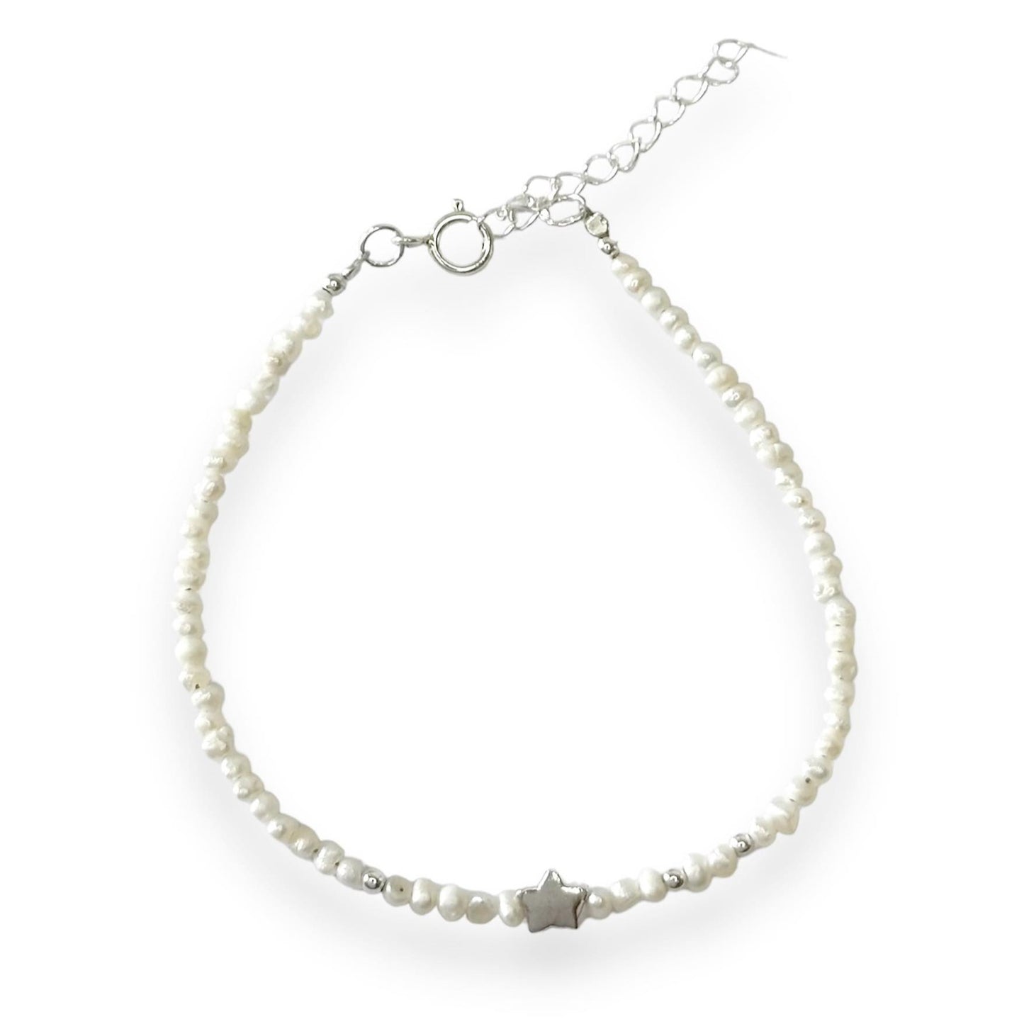 Perlai ¦ sidabrinė apyrankė su žvaigždute ir tikrais perlais