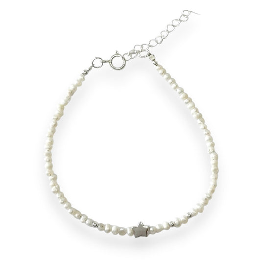 Perlai ¦ sidabrinė apyrankė su žvaigždute ir tikrais perlais