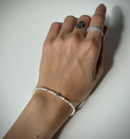 Perlai ¦ sidabrinė apyrankė su žvaigždute ir tikrais perlais